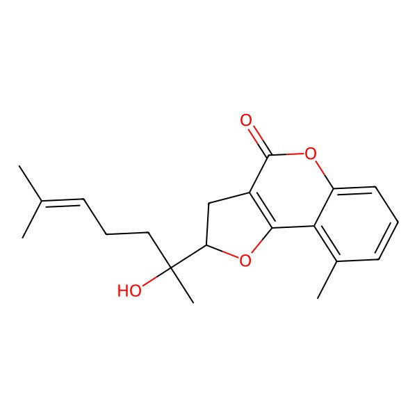 2D Structure of 2-(2-Hydroxy-6-methylhept-5-en-2-yl)-9-methyl-2,3-dihydrofuro[3,2-c]chromen-4-one
