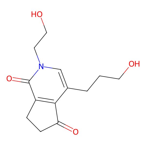 2D Structure of 2-(2-hydroxyethyl)-4-(3-hydroxypropyl)-6,7-dihydro-1Hcyclopenta[c]pyridine-1,5(2H)-dione