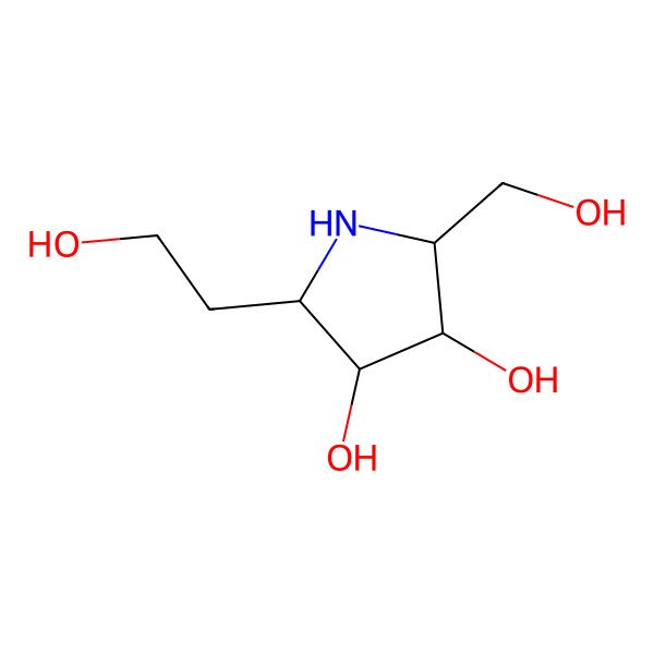 2D Structure of 2-(2-Hydroxyethyl)-5-(hydroxymethyl)pyrrolidine-3,4-diol