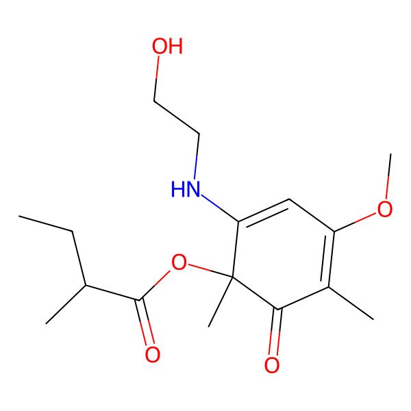 2D Structure of [2-(2-Hydroxyethylamino)-4-methoxy-1,5-dimethyl-6-oxocyclohexa-2,4-dien-1-yl] 2-methylbutanoate
