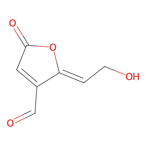 2D Structure of 2-(2-Hydroxyethylidene)-5-oxofuran-3-carbaldehyde