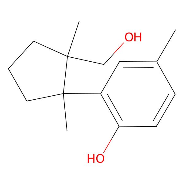 2D Structure of 2-[2-(Hydroxymethyl)-1,2-dimethylcyclopentyl]-4-methylphenol