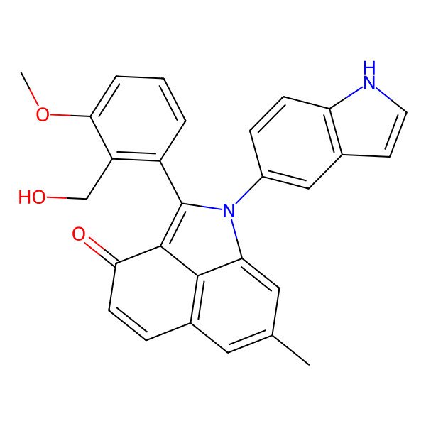2D Structure of 2-[2-(hydroxymethyl)-3-methoxyphenyl]-1-(1H-indol-5-yl)-7-methylbenzo[cd]indol-3-one