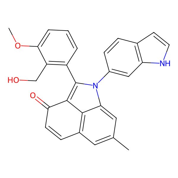 2D Structure of 2-[2-(hydroxymethyl)-3-methoxyphenyl]-1-(1H-indol-6-yl)-7-methylbenzo[cd]indol-3-one