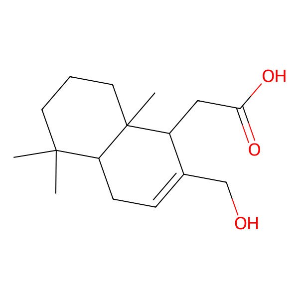 2D Structure of 2-[2-(Hydroxymethyl)-5,5,8a-trimethyl-1,4,4a,6,7,8-hexahydronaphthalen-1-yl]acetic acid