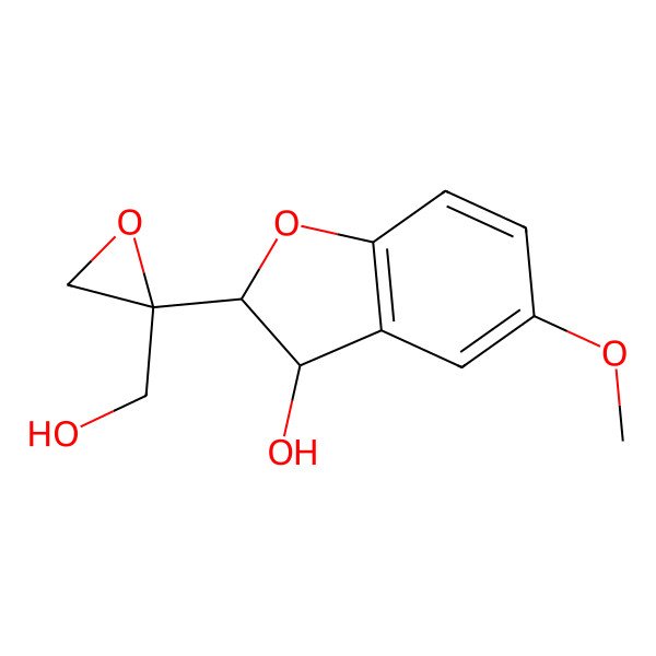 2D Structure of 2-[2-(Hydroxymethyl)oxiran-2-yl]-5-methoxy-2,3-dihydro-1-benzofuran-3-ol