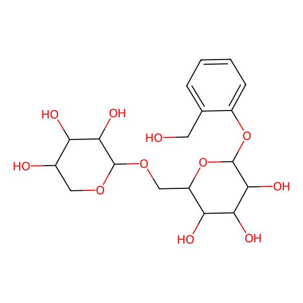 2D Structure of 2-[2-(Hydroxymethyl)phenoxy]-6-[(3,4,5-trihydroxyoxan-2-yl)oxymethyl]oxane-3,4,5-triol