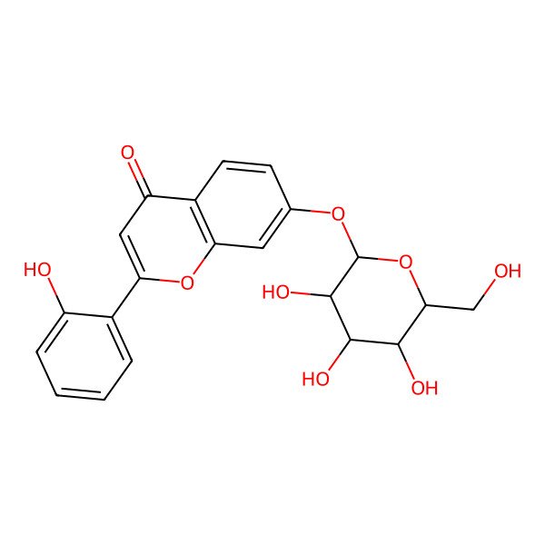 2D Structure of 2-(2-Hydroxyphenyl)-7-[3,4,5-trihydroxy-6-(hydroxymethyl)oxan-2-yl]oxychromen-4-one