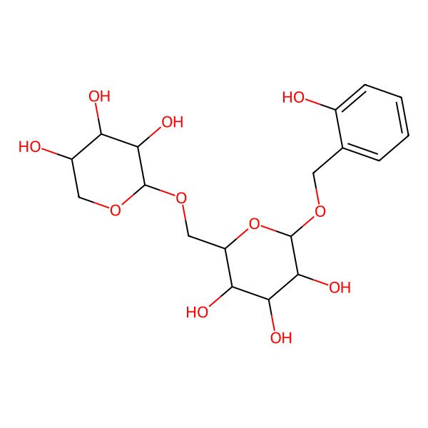 2D Structure of 2-[(2-Hydroxyphenyl)methoxy]-6-[(3,4,5-trihydroxyoxan-2-yl)oxymethyl]oxane-3,4,5-triol