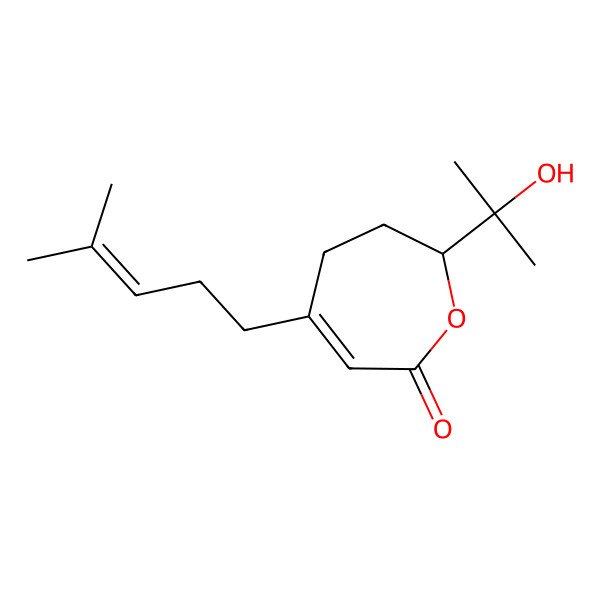 2D Structure of 2-(2-hydroxypropan-2-yl)-5-(4-methylpent-3-enyl)-3,4-dihydro-2H-oxepin-7-one