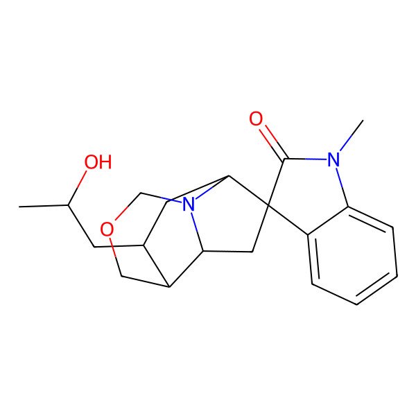 2D Structure of 2-(2-Hydroxypropyl)-1'-methylspiro[10-oxa-8-azatricyclo[5.4.0.04,8]undecane-5,3'-indole]-2'-one
