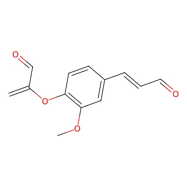 2D Structure of 2-[2-Methoxy-4-(3-oxoprop-1-enyl)phenoxy]prop-2-enal