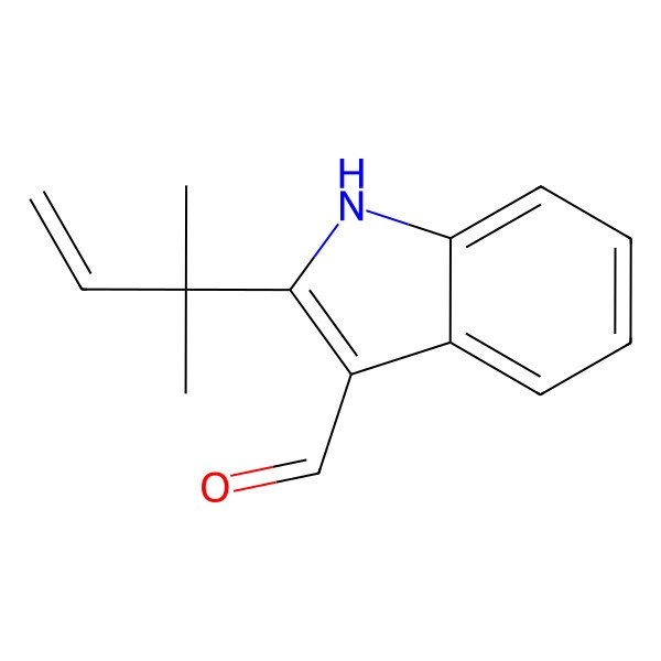 2D Structure of 2-(2-methyl-3-en-2-yl)-1H-indole-3-carbaldehyde
