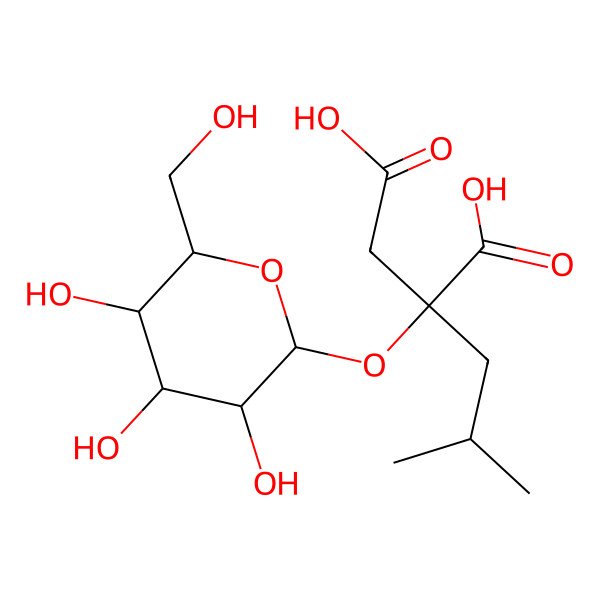 2D Structure of 2-(2-Methylpropyl)-2-[3,4,5-trihydroxy-6-(hydroxymethyl)oxan-2-yl]oxybutanedioic acid