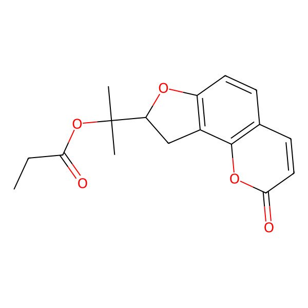 2D Structure of 2-(2-Oxo-8,9-dihydrofuro[2,3-h]chromen-8-yl)propan-2-yl propanoate