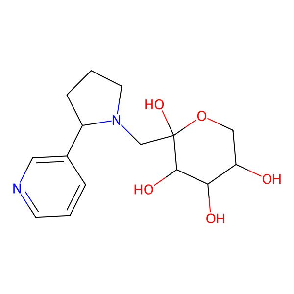 2D Structure of 2-[(2-Pyridin-3-ylpyrrolidin-1-yl)methyl]oxane-2,3,4,5-tetrol