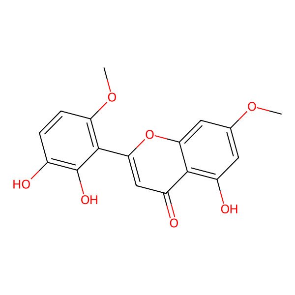 2D Structure of 2-(2,3-Dihydroxy-6-methoxyphenyl)-5-hydroxy-7-methoxychromen-4-one