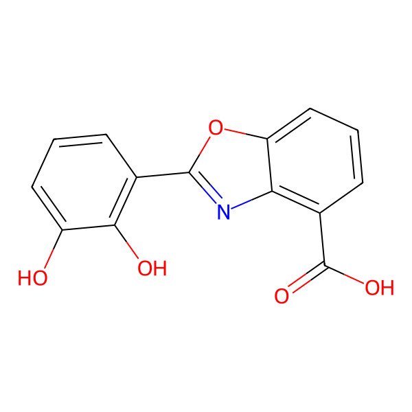 2D Structure of 2-(2,3-Dihydroxyphenyl)-1,3-benzoxazole-4-carboxylic acid