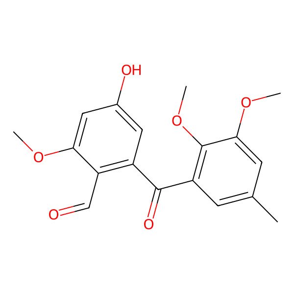 2D Structure of 2-(2,3-Dimethoxy-5-methylbenzoyl)-4-hydroxy-6-methoxybenzaldehyde