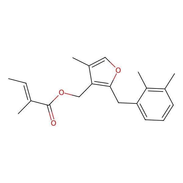 2D Structure of [2-[(2,3-Dimethylphenyl)methyl]-4-methylfuran-3-yl]methyl 2-methylbut-2-enoate