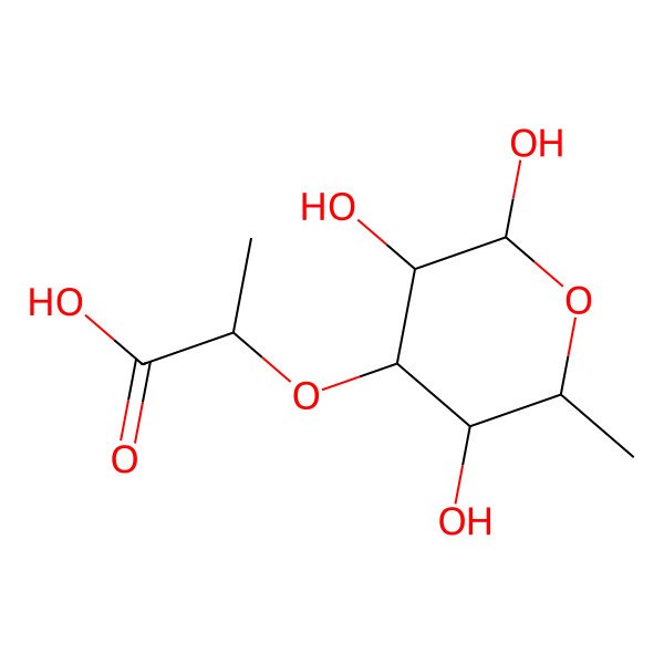 2D Structure of 3-O-(1-Carboxyethyl)-6-deoxy-L-mannopyranose