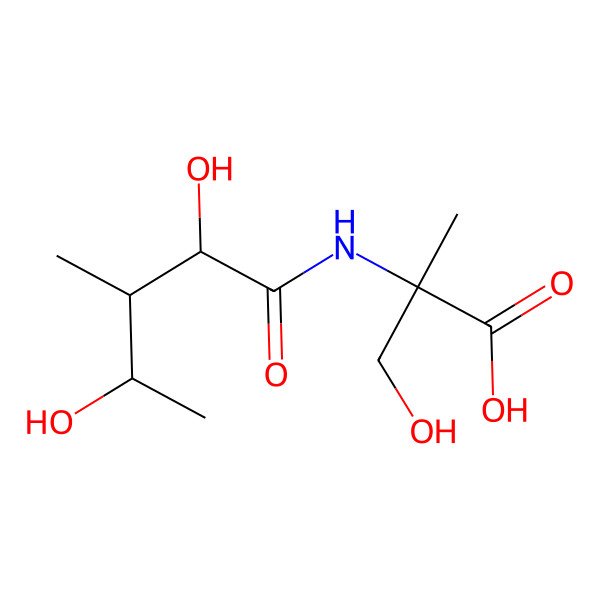 2D Structure of 2-[(2,4-Dihydroxy-3-methylpentanoyl)amino]-3-hydroxy-2-methylpropanoic acid