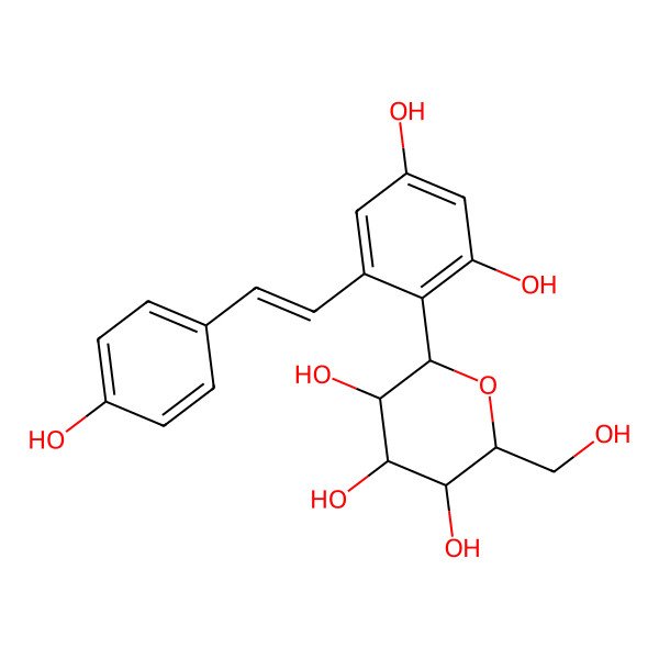 2D Structure of 2-[2,4-Dihydroxy-6-[2-(4-hydroxyphenyl)ethenyl]phenyl]-6-(hydroxymethyl)oxane-3,4,5-triol