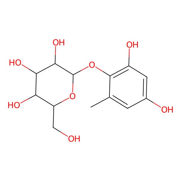 2D Structure of 2-(2,4-Dihydroxy-6-methylphenoxy)-6-(hydroxymethyl)oxane-3,4,5-triol