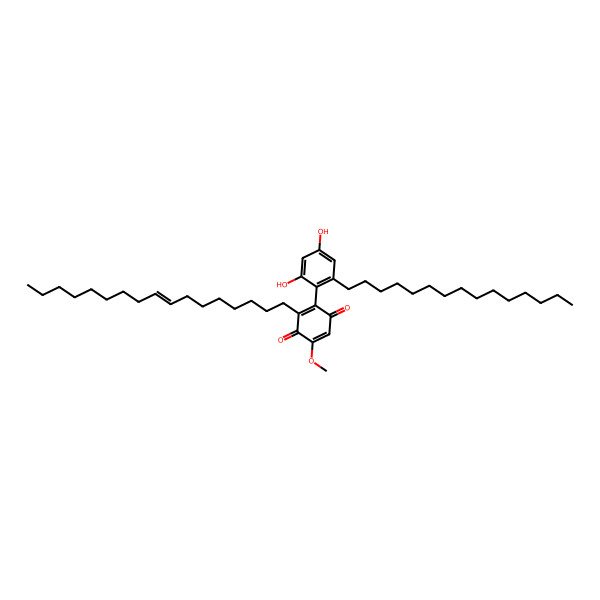 2D Structure of 2-(2,4-dihydroxy-6-pentadecylphenyl)-3-[(Z)-heptadec-8-enyl]-5-methoxycyclohexa-2,5-diene-1,4-dione