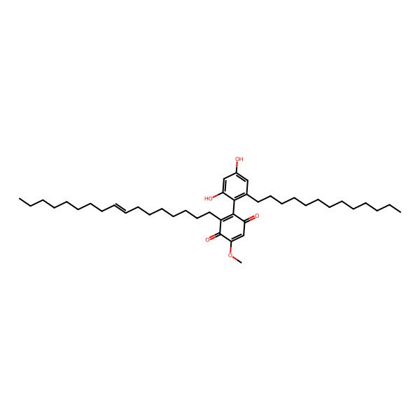 2D Structure of 2-(2,4-Dihydroxy-6-tridecylphenyl)-3-heptadec-8-enyl-5-methoxycyclohexa-2,5-diene-1,4-dione