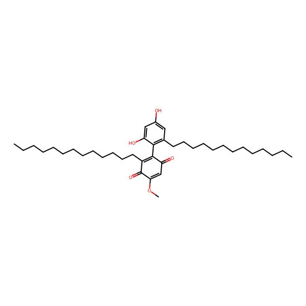 2D Structure of 2-(2,4-Dihydroxy-6-tridecylphenyl)-5-methoxy-3-tridecylcyclohexa-2,5-diene-1,4-dione