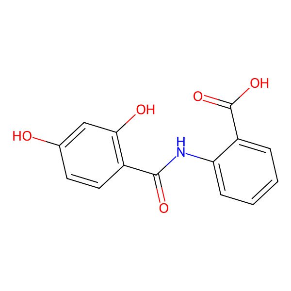 2D Structure of 2-[(2,4-Dihydroxybenzoyl)amino]benzoic acid
