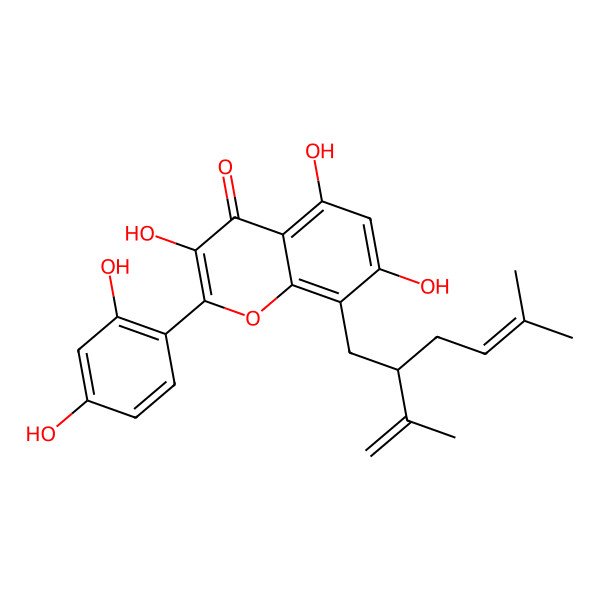 2D Structure of 2-(2,4-Dihydroxyphenyl)-3,5,7-trihydroxy-8-(5-methyl-2-prop-1-en-2-ylhex-4-enyl)chromen-4-one