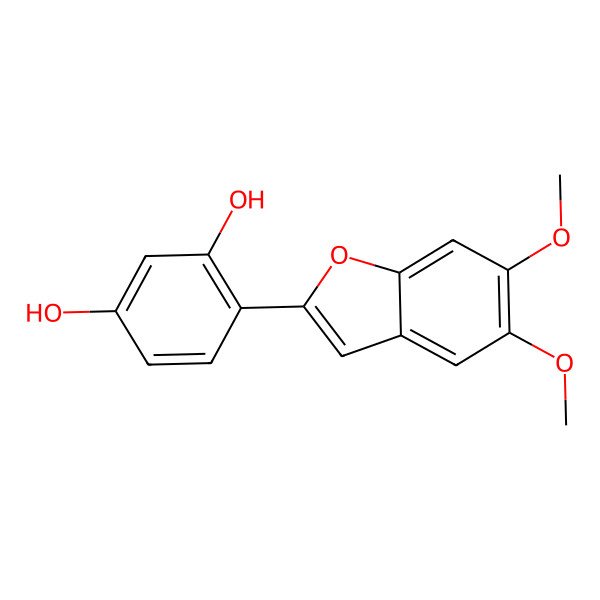 2D Structure of 2-(2,4-Dihydroxyphenyl)-5,6-dimethoxybenzofuran