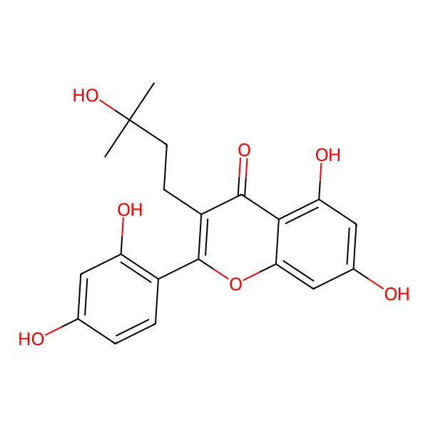 2D Structure of 2-(2,4-Dihydroxyphenyl)-5,7-dihydroxy-3-(3-hydroxy-3-methylbutyl)chromen-4-one 2D Structure of 2-(2,4-Dihydroxyphenyl)-5,7-dihydroxy-3-(3-hydroxy-3-methylbutyl)chromen-4-one