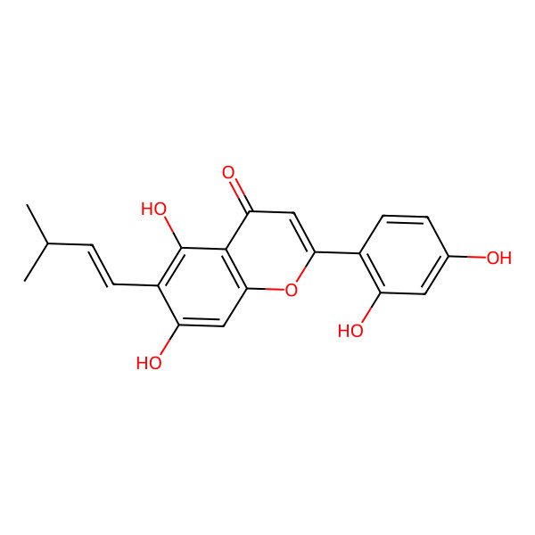 2D Structure of 2-(2,4-Dihydroxyphenyl)-5,7-dihydroxy-6-(3-methylbut-1-enyl)chromen-4-one