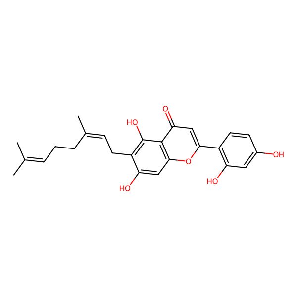 2D Structure of 2-(2,4-Dihydroxyphenyl)-6-(3,7-dimethylocta-2,6-dienyl)-5,7-dihydroxychromen-4-one