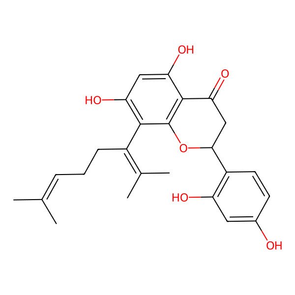 2D Structure of 2-(2,4-Dihydroxyphenyl)-8-(2,7-dimethylocta-2,6-dien-3-yl)-5,7-dihydroxy-2,3-dihydrochromen-4-one