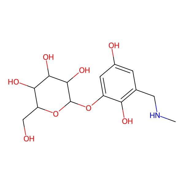 2D Structure of 2-[2,5-Dihydroxy-3-(methylaminomethyl)phenoxy]-6-(hydroxymethyl)oxane-3,4,5-triol