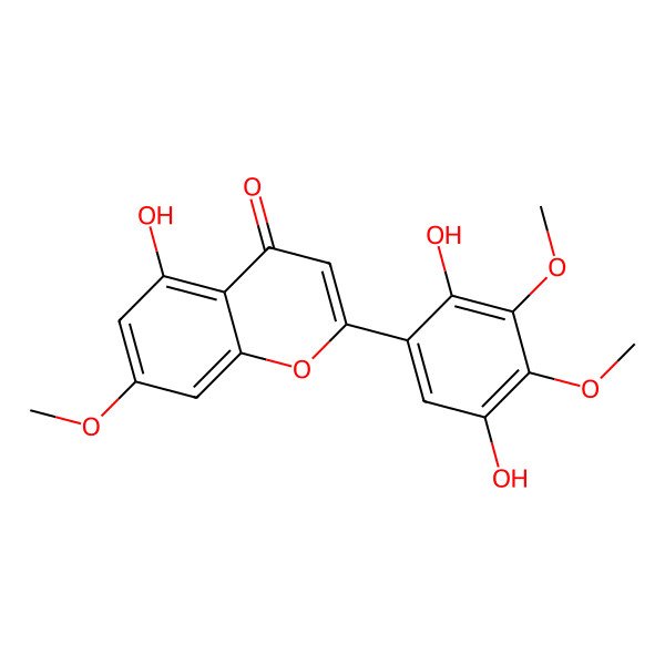 2D Structure of 2-(2,5-Dihydroxy-3,4-dimethoxy-phenyl)-5-hydroxy-7-methoxy-chromen-4-one