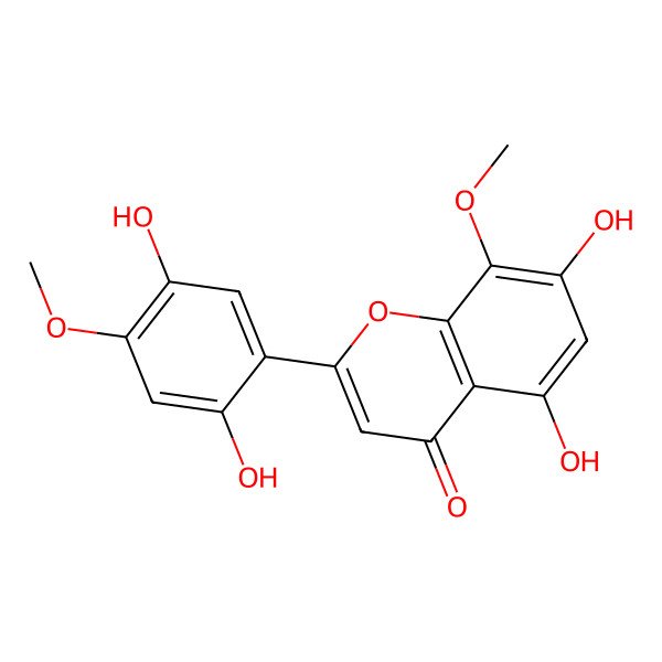2D Structure of 2-(2,5-Dihydroxy-4-methoxyphenyl)-5,7-dihydroxy-8-methoxychromen-4-one