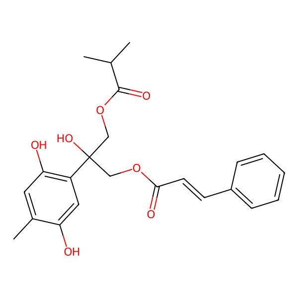 2D Structure of [2-(2,5-Dihydroxy-4-methylphenyl)-2-hydroxy-3-(3-phenylprop-2-enoyloxy)propyl] 2-methylpropanoate