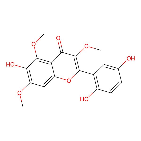2D Structure of 2-(2,5-Dihydroxyphenyl)-6-hydroxy-3,5,7-trimethoxychromen-4-one 2D Structure of 2-(2,5-Dihydroxyphenyl)-6-hydroxy-3,5,7-trimethoxychromen-4-one