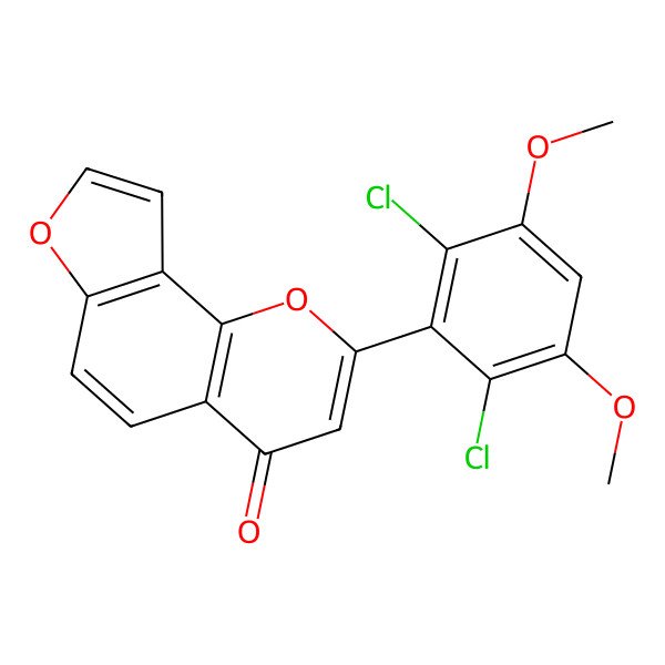 2D Structure of 2-(2,6-Dichloro-3,5-dimethoxyphenyl)furo[2,3-h]chromen-4-one