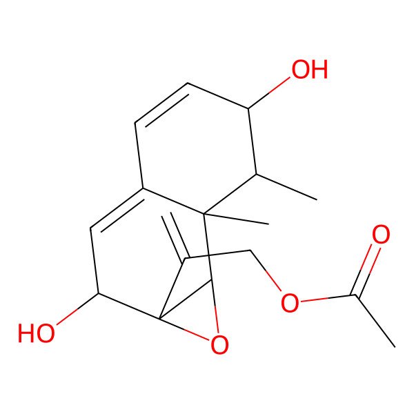 2D Structure of 2-(2,6-Dihydroxy-7,7a-dimethyl-2,6,7,7b-tetrahydronaphtho[1,2-b]oxiren-1a-yl)prop-2-enyl acetate
