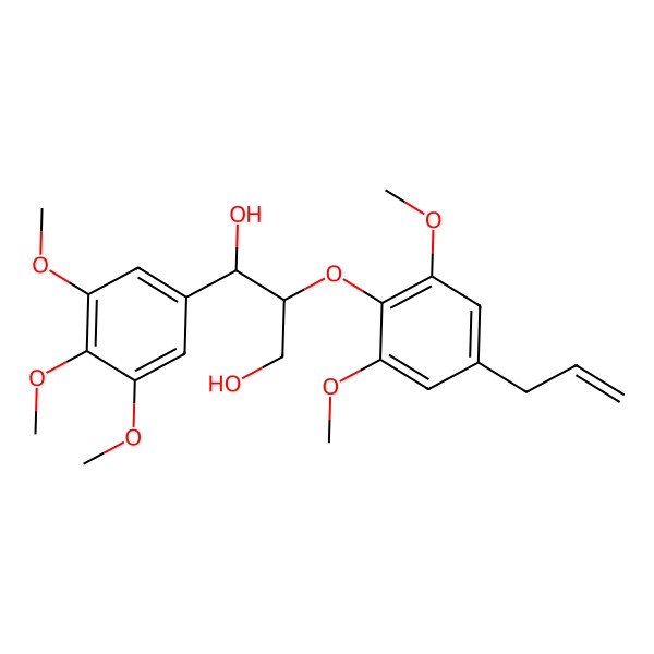 2D Structure of 2-(2,6-Dimethoxy-4-prop-2-enylphenoxy)-1-(3,4,5-trimethoxyphenyl)propane-1,3-diol