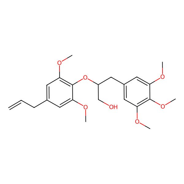 2D Structure of 2-(2,6-Dimethoxy-4-prop-2-enylphenoxy)-3-(3,4,5-trimethoxyphenyl)propan-1-ol