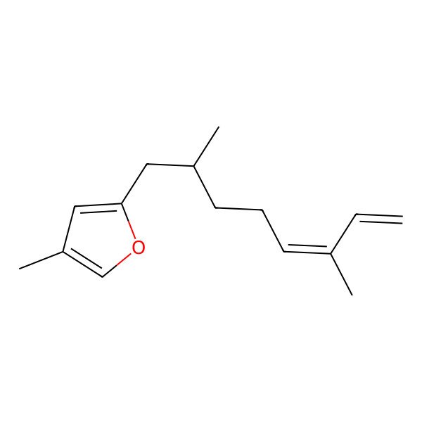 2D Structure of 2-(2,6-Dimethylocta-5,7-dienyl)-4-methylfuran