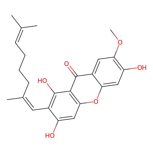 2D Structure of 2-(2,7-Dimethylocta-1,6-dienyl)-1,3,6-trihydroxy-7-methoxyxanthen-9-one