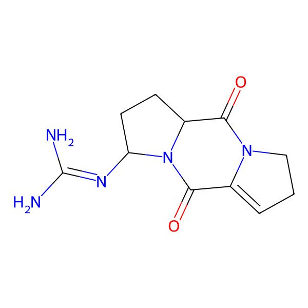 2D Structure of 2-(2,8-Dioxo-1,7-diazatricyclo[7.3.0.03,7]dodec-9-en-6-yl)guanidine